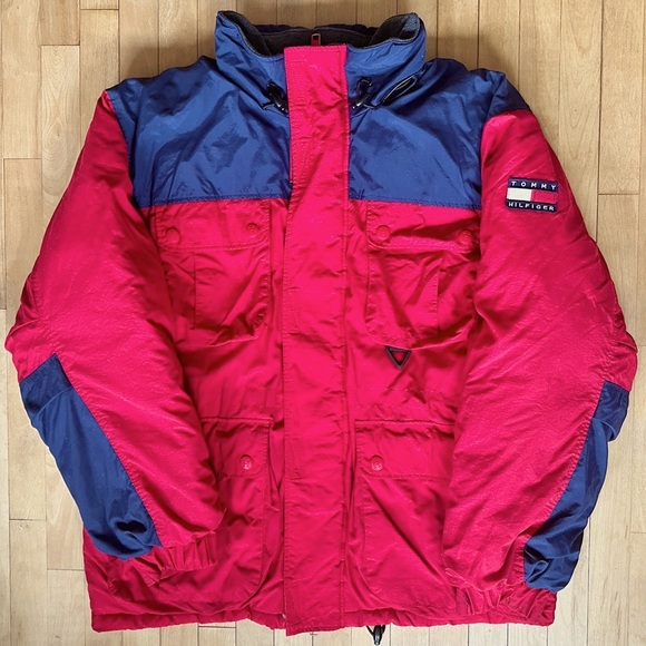 Y2K TOMMY HILFIGER PUFFER DOWN INSULATED PADDED QUILTED SKI WINTER JACKET L XL - Picture 1 of 13